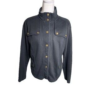 Ralph Lauren Jacket Womens L Military Shacket Field Black Cotton Equestrian